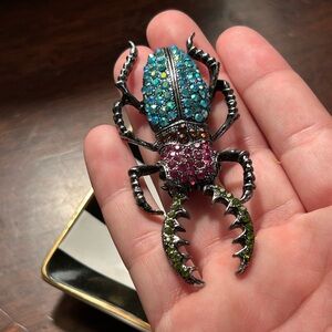 Multicolored beetle bug pin brooch